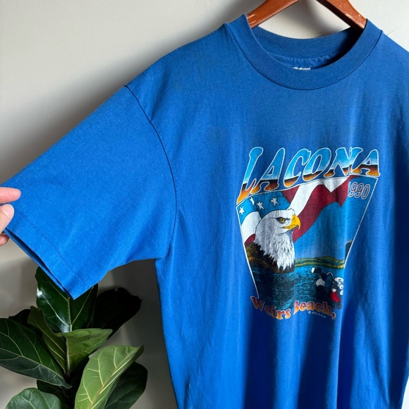 Vintage 1990s Laconia T Shirt Double Side Graphic Print Made in USA Size L - Picture 3 of 9